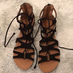 Black lace up sandals